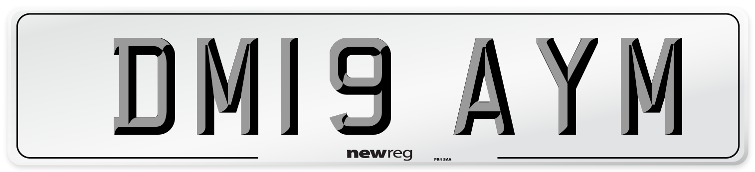 DM19 AYM Number Plate from New Reg